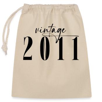Vintage 2011 Geburtstag Minimalistisch Elegant - Verschließbarer Geschenkbeutel aus Baumwolle (25x30cm) - Natur - Vorne