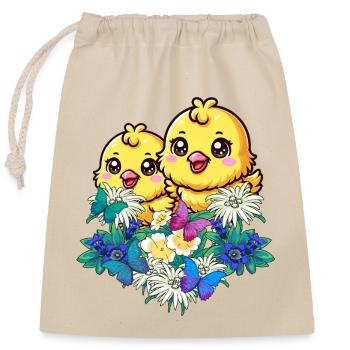 Beginning of Spring Tyrolean Chicks Easter Children Child - Closable cotton gift bag (25x30cm) - nature - Front