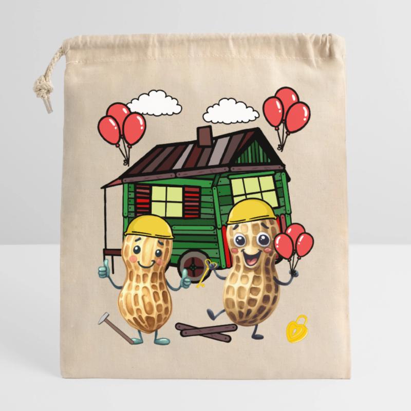 Peanuts Constructeur de maison Constructeur Remorque de construction Maison propre Maison Sac cadeau en coton avec cordon (25 x 30 cm)