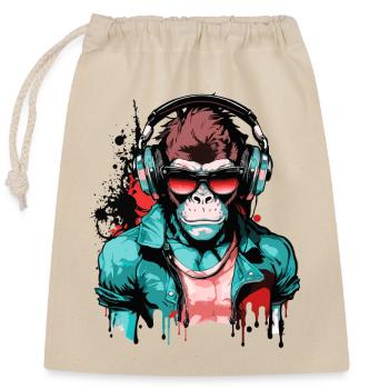 Affe Kopfhörer Sonnenbrille Gamer Zocken Musik - Verschließbarer Geschenkbeutel aus Baumwolle (25x30cm) - Natur - Vorne