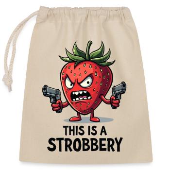 Ceci est un cambriolage - Gangster drôle de fraise - Sac cadeau en coton avec cordon (25 x 30 cm) - nature - Devant