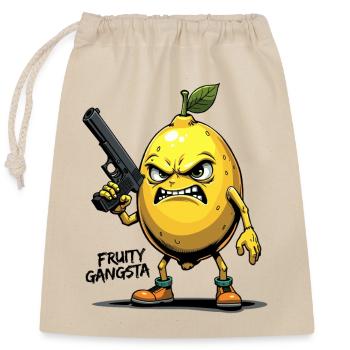 Gangsta fruité – Gangster au citron drôle - Sac cadeau en coton avec cordon (25 x 30 cm) - nature - Devant