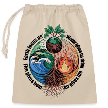 Four Elements Tree - Earth, Water, Fire, Air - Closable cotton gift bag (25x30cm) - nature - Front