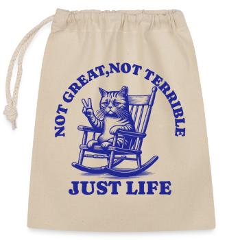 Lustiger Waschbär Spruch – Just Life - Verschließbarer Geschenkbeutel aus Baumwolle (25x30cm) - Natur - Vorne