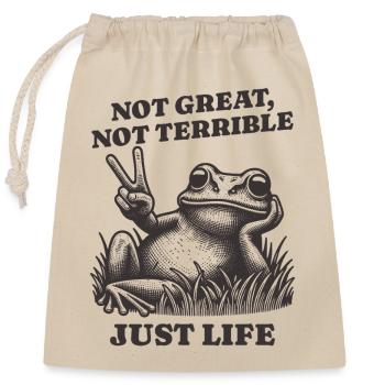 Lustiger Waschbär Spruch – Just Life - Verschließbarer Geschenkbeutel aus Baumwolle (25x30cm) - Natur - Vorne