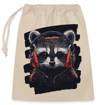 racoon - Closable cotton gift bag (25x30cm) - nature - Front