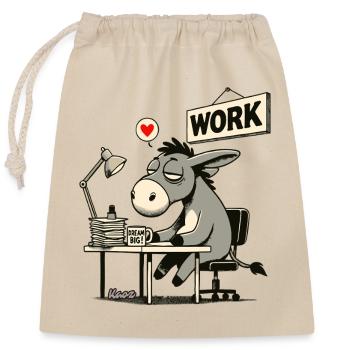 âne de bureau fatigué au travail au bureau - Sac cadeau en coton avec cordon (25 x 30 cm) - nature - Devant