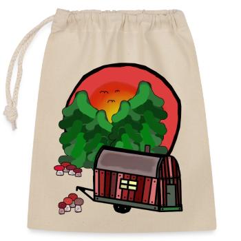Construction Trailer Nature Ready for Holiday Camping Camping - Closable cotton gift bag (25x30cm) - nature - Front