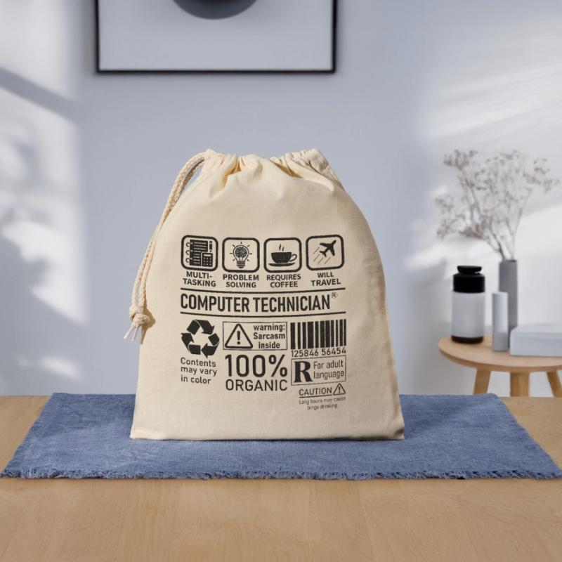 Computer Technician multi tasking problem solving Closable cotton gift bag (25x30cm)