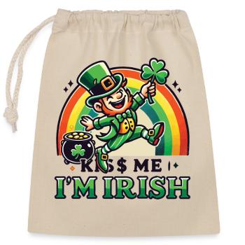 St. Patrick's Day Kiss Me I'm Irish - Verschließbarer Geschenkbeutel aus Baumwolle (25x30cm) - Natur - Vorne