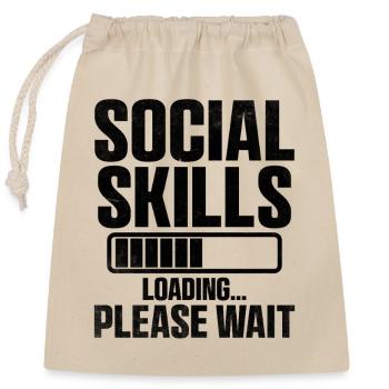 Compétences sociales Chargement Veuillez attendre les dictons - Sac cadeau en coton avec cordon (25 x 30 cm) - nature - Devant