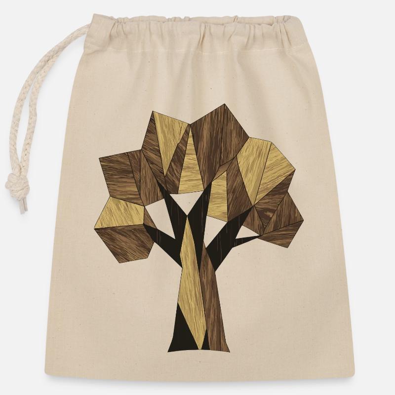 Arbre de Bois - Sac cadeau en coton avec cordon (25 x 30 cm) - nature