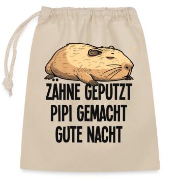 Capybara Teeth Brushed Good Night Pajamas Gift - Closable cotton gift bag (25x30cm) - nature - Front