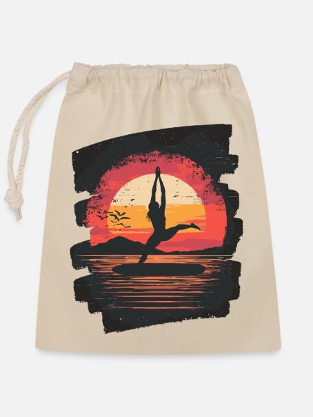Yoga Namaste Meditation - Verschließbarer Geschenkbeutel aus Baumwolle (25x30cm) - Natur