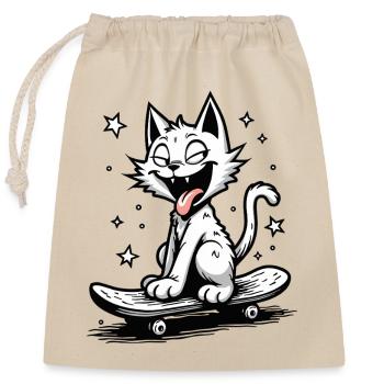 Skateboarder Skater Katze Skateboard Skaten - Verschließbarer Geschenkbeutel aus Baumwolle (25x30cm) - Natur - Vorne