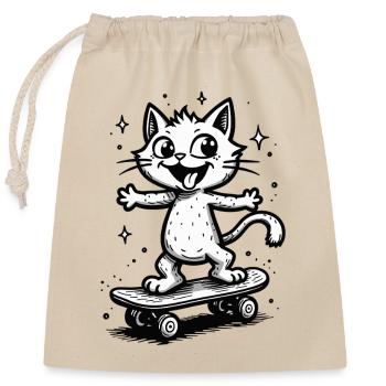 Skateboarder Skater Katze Skateboard Skaten - Verschließbarer Geschenkbeutel aus Baumwolle (25x30cm) - Natur - Vorne