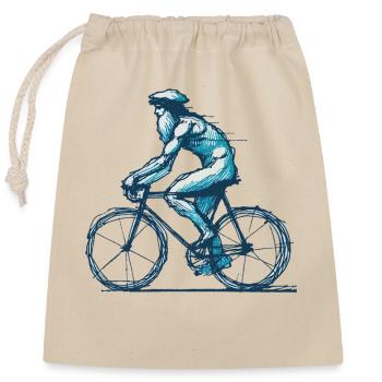 Cycling Bicycle Artwork - Closable cotton gift bag (25x30cm) - nature - Front