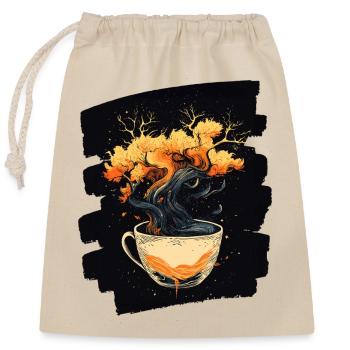 Kaffee Coffee Kaffeeliebhaber - Verschließbarer Geschenkbeutel aus Baumwolle (25x30cm) - Natur - Vorne