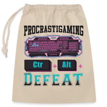Gamer Procrastigaming CTR Alt Defeat Gaming - Closable cotton gift bag (25x30cm) - nature - Front