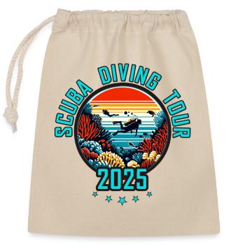 Scuba Diving Tour 2025 - Closable cotton gift bag (25x30cm) - nature - Front