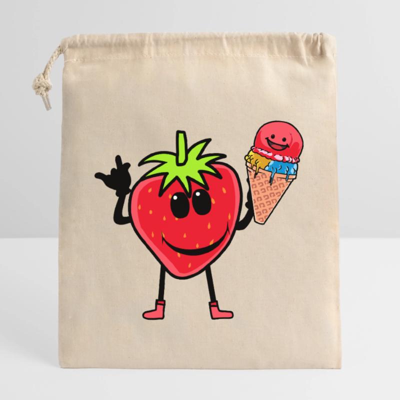 Erdbeerer Erdbeere Eis Eiscrem Eiskrem Kinder Verschließbarer Geschenkbeutel aus Baumwolle (25x30cm)