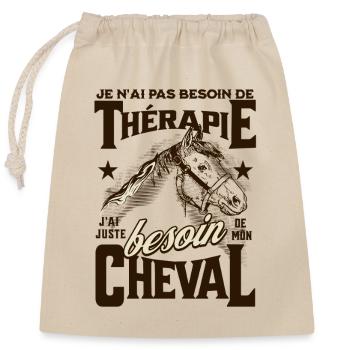 Besoin de mon cheval - Sac cadeau en coton avec cordon (25 x 30 cm) - nature - Devant
