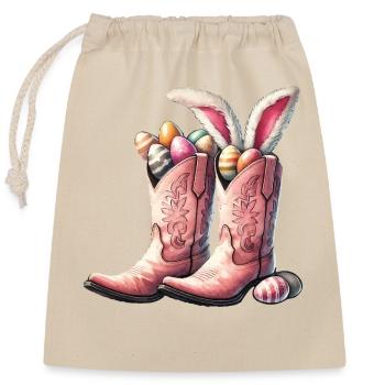 Easter Cowboy Boots with Eggs Retro - Closable cotton gift bag (25x30cm) - nature - Front