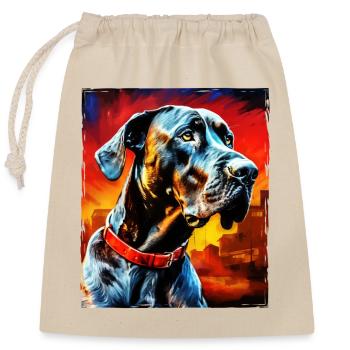Great Dane Dog Portrait - Closable cotton gift bag (25x30cm) - nature - Front