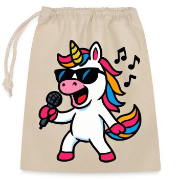 Unicorn Comic Singer - Closable cotton gift bag (25x30cm) - nature - Front