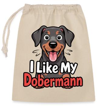 J’aime mon chien Doberman Love - Sac cadeau en coton avec cordon (25 x 30 cm) - nature - Devant