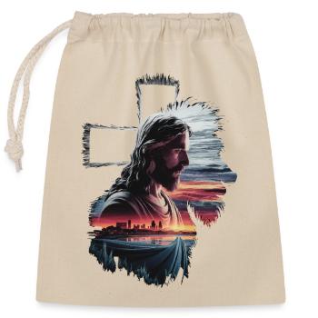 Jésus, le Lion de Judée - Lion de Juda - Sac cadeau en coton avec cordon (25 x 30 cm) - nature - Devant
