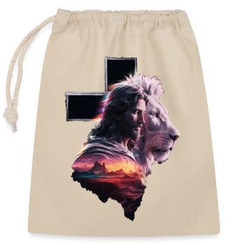 Jesus, der Löwe von Judäa - Lion of Judah - Verschließbarer Geschenkbeutel aus Baumwolle (25x30cm) - Natur - Vorne