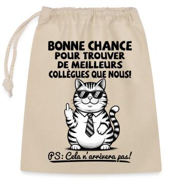 Départ Collègue Travail Nouvel Emploi Bonne Chance - Sac cadeau en coton avec cordon (25 x 30 cm) - nature - Devant