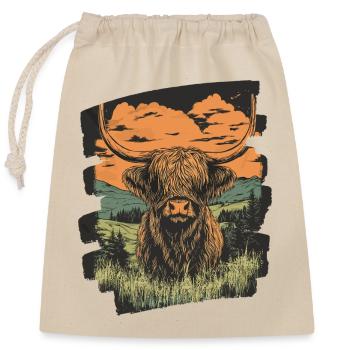 Bovins écossais des Highlands - Sac cadeau en coton avec cordon (25 x 30 cm) - nature - Devant