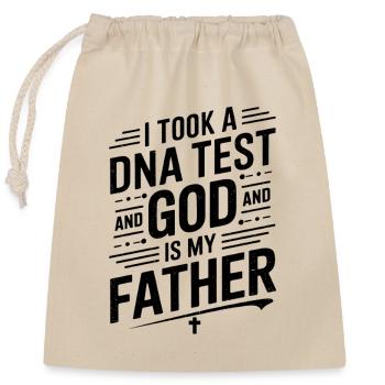 DNA test done, God is my father! Christian - Closable cotton gift bag (25x30cm) - nature - Front