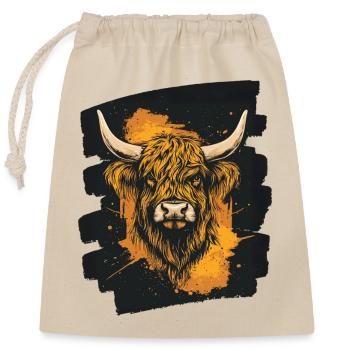 Bovins écossais des Highlands - Sac cadeau en coton avec cordon (25 x 30 cm) - nature - Devant