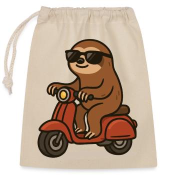 faultier moped - Verschließbarer Geschenkbeutel aus Baumwolle (25x30cm) - Natur - Vorne