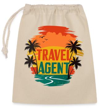Travel Agent Summer Time Sea Beach with Palm Trees - Closable cotton gift bag (25x30cm) - nature - Front