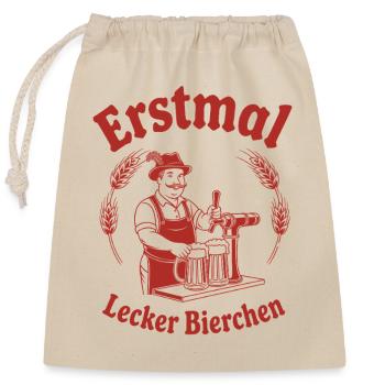 Erstmal lecker Bierchen - Verschließbarer Geschenkbeutel aus Baumwolle (25x30cm) - Natur - Vorne
