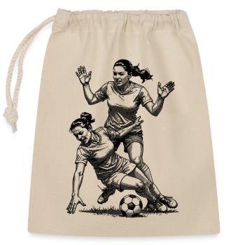 Kampf um den Ball! Fußball Shirt für Spielerinnen. - Verschließbarer Geschenkbeutel aus Baumwolle (25x30cm) - Natur - Vorne
