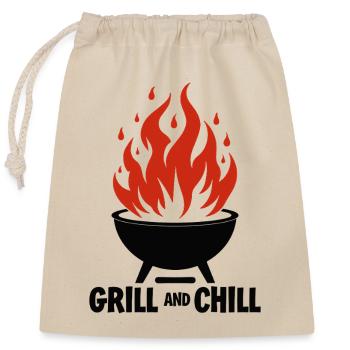 Grillen & Chillen Grill-Logo Grill and Chill - Closable cotton gift bag (25x30cm) - nature - Front