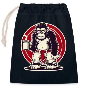 Bad mood affee with coffee - Closable cotton gift bag (25x30cm) - navy - Front