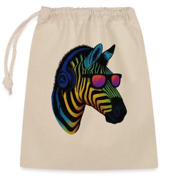 Cooles Zebra 90er Sonnenbrille Kopfhörer Musik - Verschließbarer Geschenkbeutel aus Baumwolle (25x30cm) - Natur - Vorne
