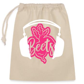 Headphone Beets Music Pun Lovers - Closable cotton gift bag (25x30cm) - nature - Front