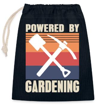 Powered by Gardening Retro Style Fan - Verschließbarer Geschenkbeutel aus Baumwolle (25x30cm) - Navy - Vorne