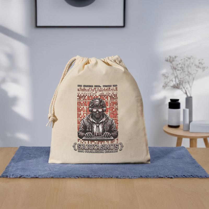 I speak HTML, Python and sarcasm Closable cotton gift bag (25x30cm)