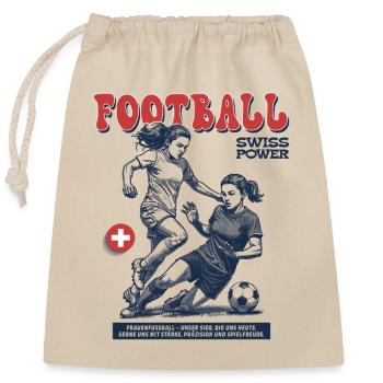 Technik im Fokus: Fußballerin Shirt Schweiz - Verschließbarer Geschenkbeutel aus Baumwolle (25x30cm) - Natur - Vorne