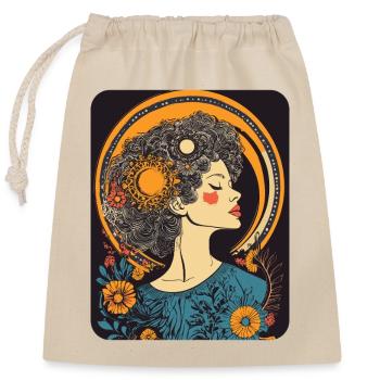 Frauenkopf Blumen Weltfrauentag Kreativ Abstrakte - Verschließbarer Geschenkbeutel aus Baumwolle (25x30cm) - Natur - Vorne