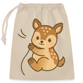 Cuddly fawn dream - Closable cotton gift bag (25x30cm) - nature - Front