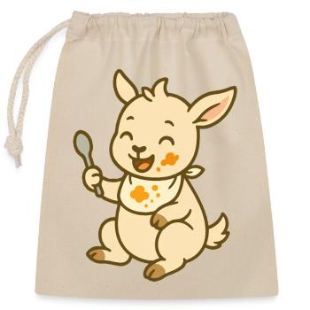Feeding with kid joy - Closable cotton gift bag (25x30cm) - nature - Front